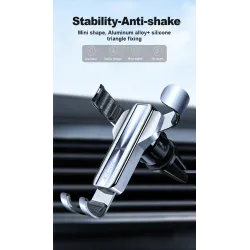 Gravity phone holder - for car air vent - 3 point support - with safety lockHolders