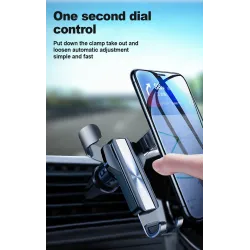 Gravity phone holder - for car air vent - 3 point support - with safety lockHolders