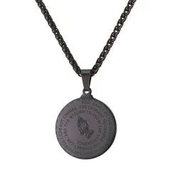 Praying hands with Bible verse - coin / heart shape pendant - stainless steel necklaceNecklaces