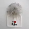 I Love Mama & Papa - warm cotton hat with pom pom - for newborns / kidsHats & caps