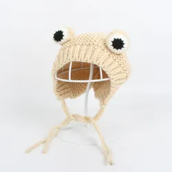 Knitted beanie - with frog's eyes - for girls / boysHats & caps