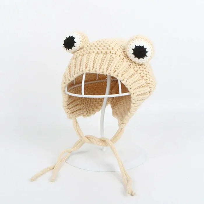 Knitted beanie - with frog's eyes - for girls / boysHats & caps