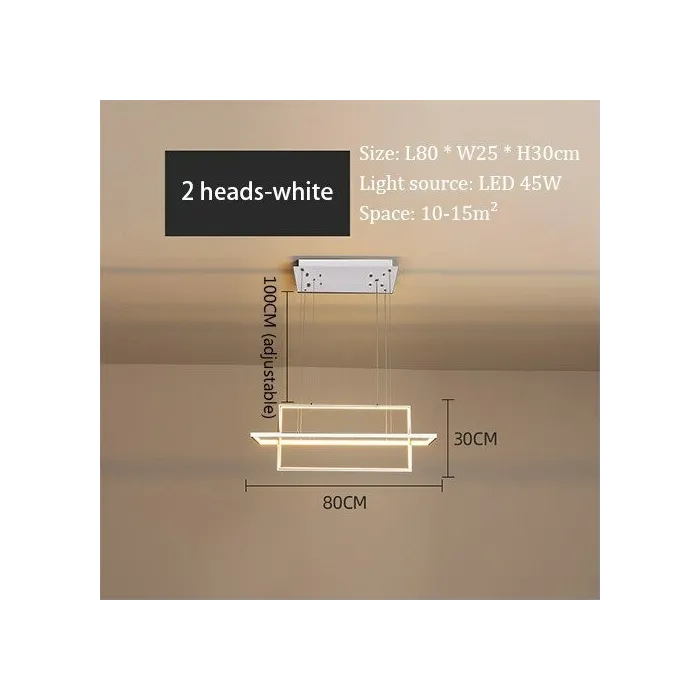 Luxurious chandelier - ceiling light - LED - minimalist rectangle design - 2 / 3 / 4 headsCeiling lights