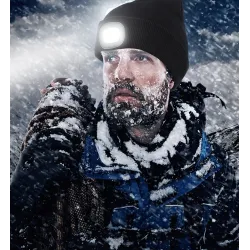 Warm knitted beanie - with LED light - unisexHats & Caps