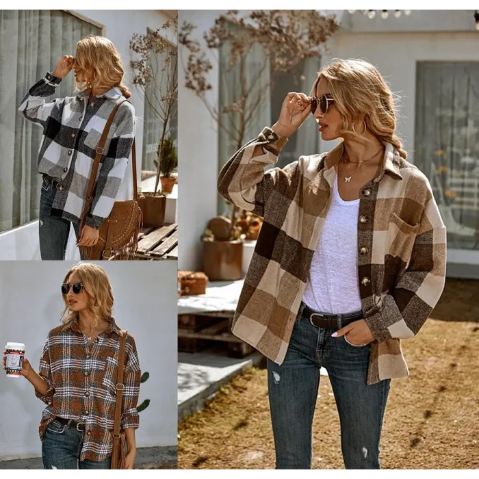 Vintage plaid shirt - with buttons - long sleeveBlouses & shirts