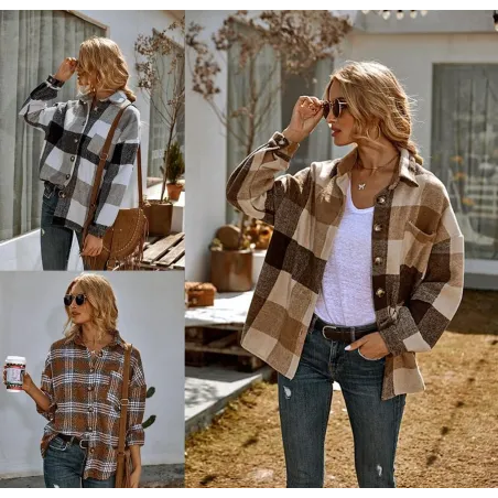 Vintage plaid shirt - with buttons - long sleeveBlouses & shirts