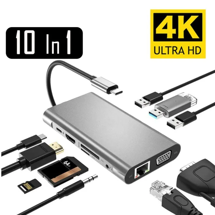 USB type-C - HUB type-C to HDMI 4K VGA adapter - RJ45 Lan Ethernet - SD - TF - 3.5mm jackHDMI switchers
