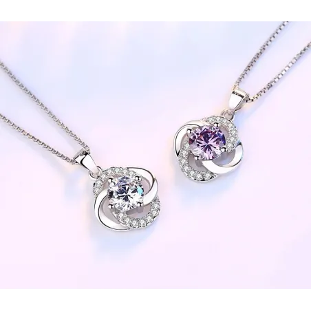 Crystal four-leaf clover - 925 sterling silver necklace - 45cmNecklaces