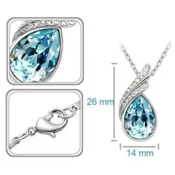 Austrian crystal feather / water drop - necklace / earring / bracelet - jewellery setNecklaces