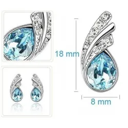 Austrian crystal feather / water drop - necklace / earring / bracelet - jewellery setNecklaces