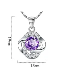 Crystal four-leaf clover - 925 sterling silver necklace - 45cmNecklaces