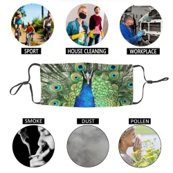 Protective face / mouth mask - reusable - waterproof - green peacock printMouth masks