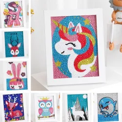 Diamond painting by numbers - deer / unicorn / owl - kids arts craftEducational