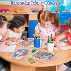 Diamond painting by numbers - deer / unicorn / owl - kids arts craftEducational