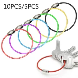 Stainless steel wire keyring - round rope - screwable connectorKeyrings
