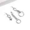 Long silver earrings - mini heart-shaped pendant / chain / circlesEarrings
