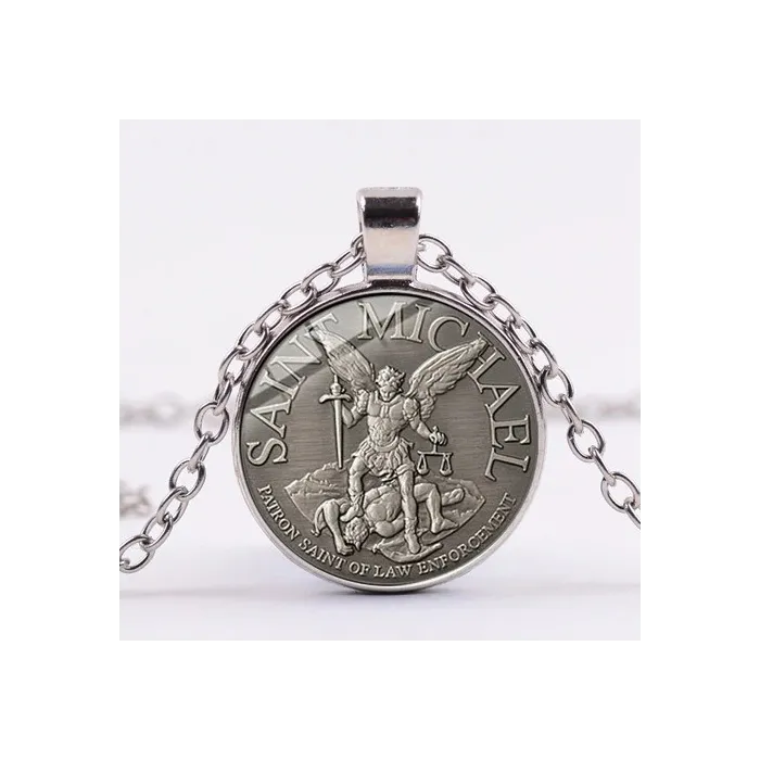 Necklace with Archangel St.Michael - glass gem pendantNecklaces