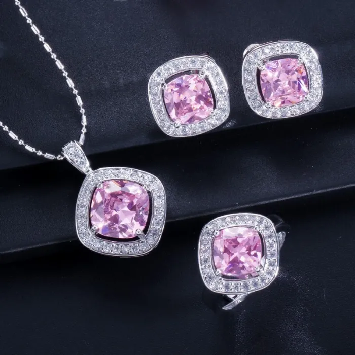 Elegant jewellery set - necklace / earrings / ring - with sapphire - sterling silverNecklaces