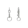 Long silver earrings - mini heart-shaped pendant / chain / circlesEarrings