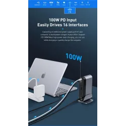 Baseus - USB-C 3.0 / HUB type-C to HDMI - RJ45 VGA SD / TF - power adapter - 17 in 1 docking station for Macbook ProStands