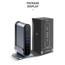 Baseus - USB-C 3.0 / HUB type-C to HDMI - RJ45 VGA SD / TF - power adapter - 17 in 1 docking station for Macbook ProStands