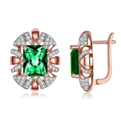 Luxurious oval stud earrings - with cubic zirconia - rose goldEarrings