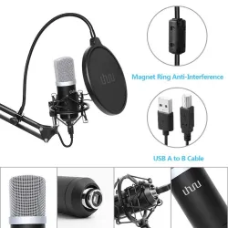 Podcast condenser microphone - professional PC streaming cardioid - kit - USB - 192kHZ/24bitMicrophones
