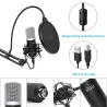 Podcast condenser microphone - professional PC streaming cardioid - kit - USB - 192kHZ/24bitMicrophones