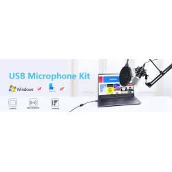 Podcast condenser microphone - professional PC streaming cardioid - kit - USB - 192kHZ/24bitMicrophones