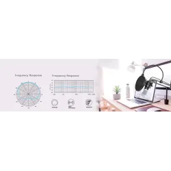 Podcast condenser microphone - professional PC streaming cardioid - kit - USB - 192kHZ/24bitMicrophones