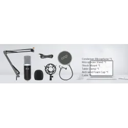 Podcast condenser microphone - professional PC streaming cardioid - kit - USB - 192kHZ/24bitMicrophones