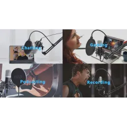 Podcast condenser microphone - professional PC streaming cardioid - kit - USB - 192kHZ/24bitMicrophones