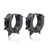 Hip Hop style small round earrings - with rivets - black / silver - unisexEarrings