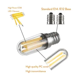 Mini LED bulb - dimmable - COB - E12 / E14 - 1W / 2W / 4W - for fridge - 2 piecesE14