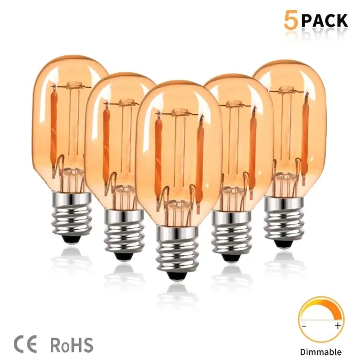 Vintage LED bulb - Edison tube - T22 - 2200K - E12 / E14 - 1W - dimmable - amber glass - 5 piecesE14