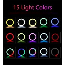 Selfie LED ring - RGB - dimmable fill light - with tripod - for photography / makeup / videoTripods & stands