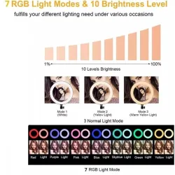 Selfie LED ring - RGB - dimmable fill light - with tripod - for photography / makeup / videoTripods & stands