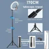 Selfie LED ring - RGB - dimmable fill light - with tripod - for photography / makeup / videoTripods & stands