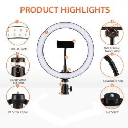 LED selfie ring - fill light lamp - with tripod - for makeup / video / photos - dimmableTripods & stands