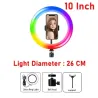 Selfie LED ring - RGB - dimmable fill light - with tripod - for photography / makeup / videoTripods & stands