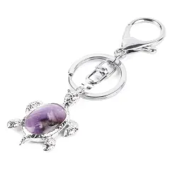 Keychain with turtle - natural crystal stoneKeyrings