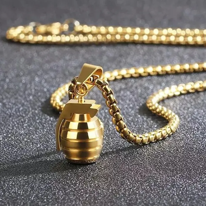 Hand grenade pendant - with necklace - stainless steelNecklaces