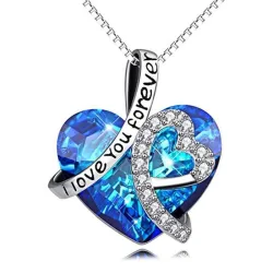Ocean crystal heart pendant - with necklace - "I Love You Forever"Necklaces