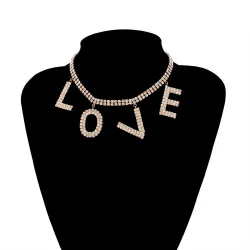 Luxury choker / short necklace - with crystal LOVE lettersNecklaces