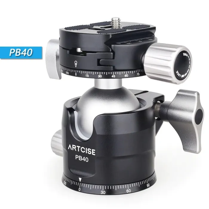 PB40 - tripod ball head - double panoramic - low profile - 360 degree rotatable - for DSLR camerasTripods & stands