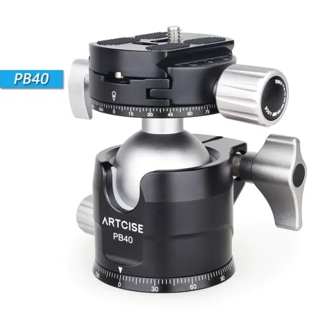 PB40 - tripod ball head - double panoramic - low profile - 360 degree rotatable - for DSLR camerasTripods & stands