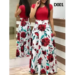 Elegant long dress - summer flowers print - plus sizeDresses
