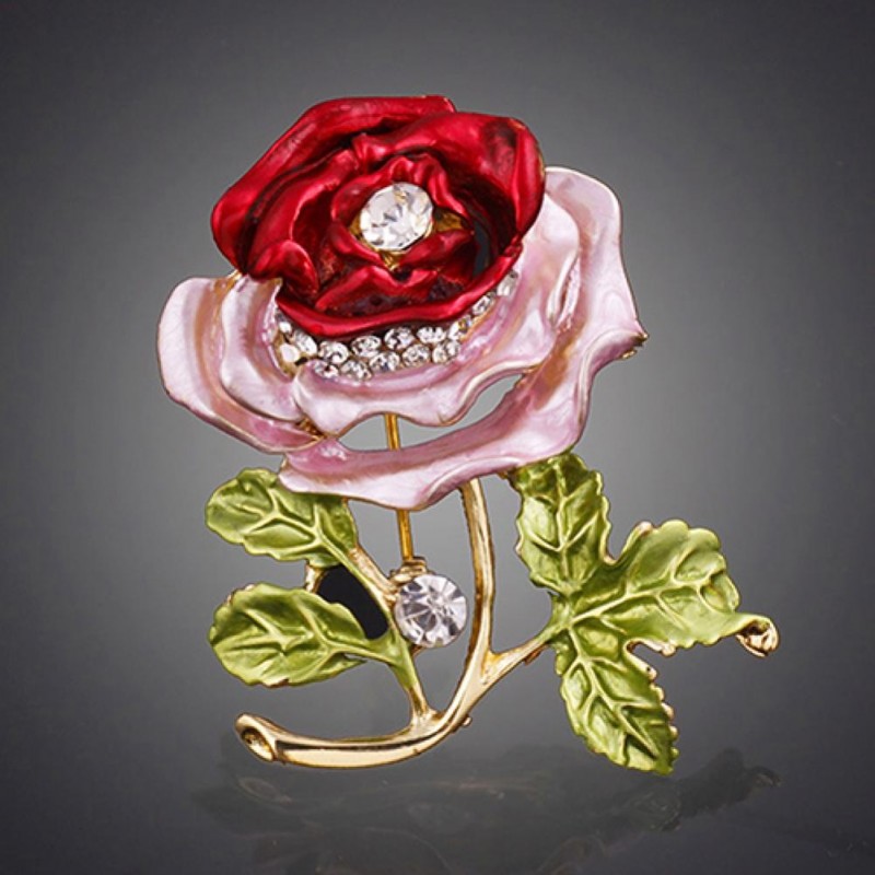 Fashionable brooch - with 3D crystal roseBrooches