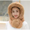 Fur winter hat with scarf - balaclava with pom pomScarves