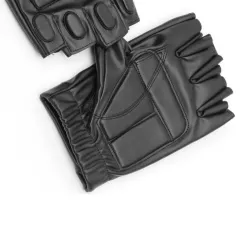 Black leather gloves - fitness / gym /cycling - half fingerGloves